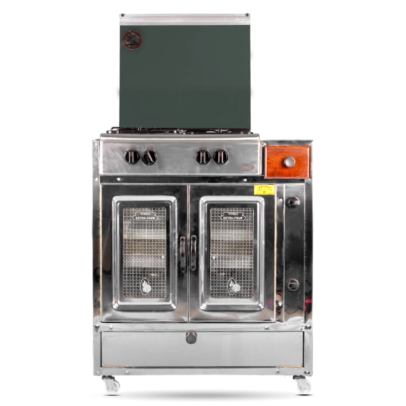 Cuisinière avec tiroir inox